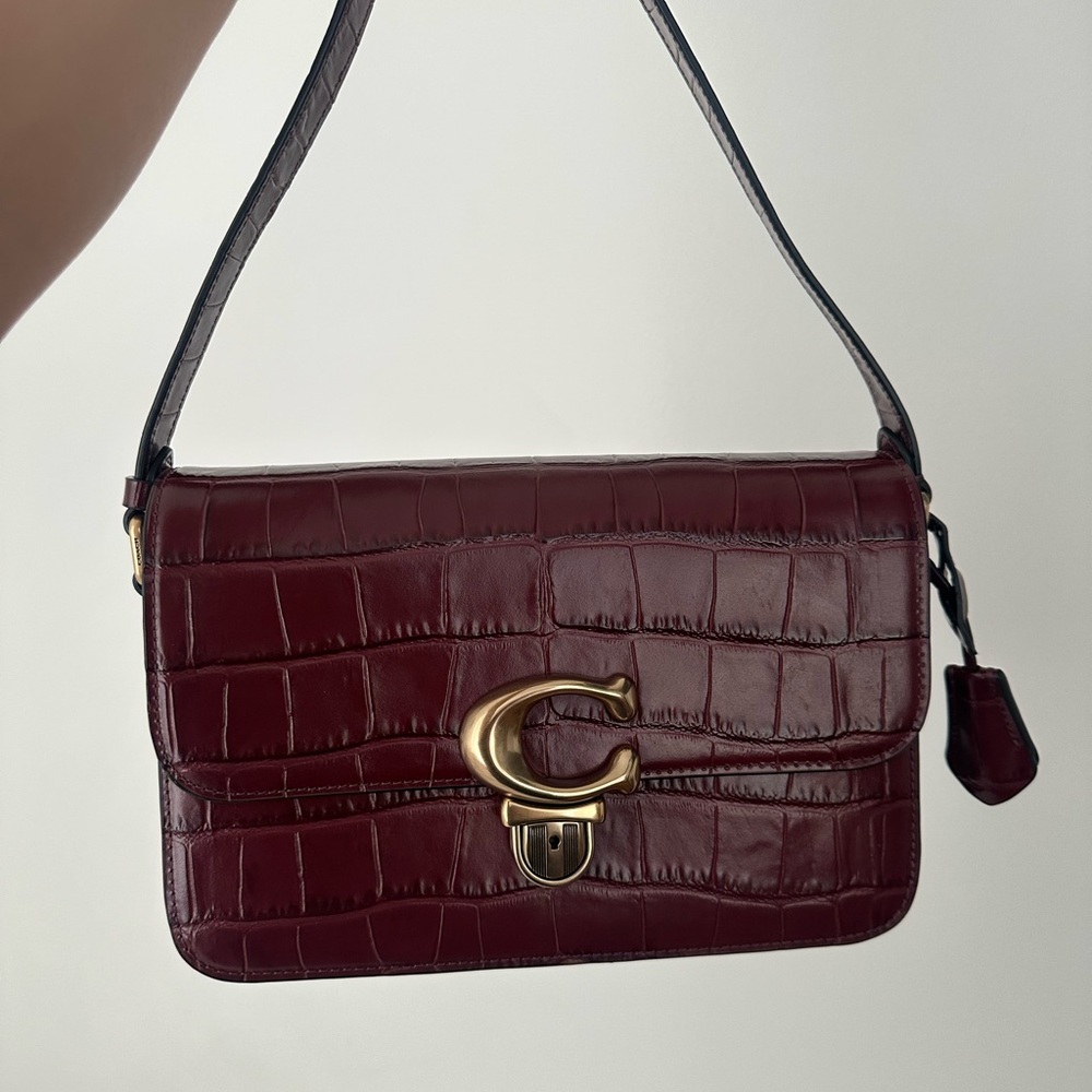 Coach Studio Burgundy Croc-Embossed Leather Crossbody